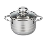 Elo 2221426 Faitout Inox Induction 14 cm, Marmite avec Couvercle en Verre, Casserole Tous Feux, Echelle de Mesure, Fond Economie d’Energie, Bord pour Verser sans Gouttes, Acier inoxydable