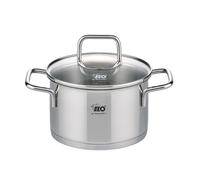 Elo 7241626 Faitout inox à induction, Marmite de 16 cm, avec couvercle en verre, Acier inoxydable, Verre, 16 cm, Gris 7