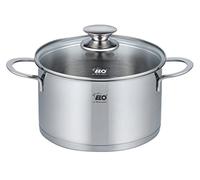 ELO 72541 Galant Marmite à frire avec couvercle en verre avec induction en acier inoxydable brillant avec échelle de litres et système de doseur d'huile 20 cm