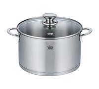 ELO 72555 Marmite 24 cm avec couvercle en verre série Galant à induction en acier inoxydable brillant avec graduation et système de dosage d'huile