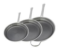 Elo 9349950 Lot de 3 Poêles 24, 28 et 32 cm en Acier Inoxydable 18-10, Poêle sans PFAS, Antiadhésive, Induction, Revêtement Antiadhésif Minéral sans PFAS, Inox 18-10, Aluminium, Gris, 24, 28 et 32 cm