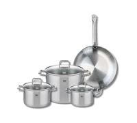 ELO 9500850 Batterie de cuisine 4 pièces, Set de 1 Poêle de cuisson 32 cm et 3 faitouts 16, 20 et 26 cm Elo Profi Citrin, inox, induction, Gris Cendré