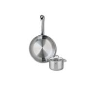 ELO 9695450 Batterie de cuisine 2 pièces, Ensemble de 1 Poêle de cuisson 28 cm et 1 faitout 14 cm Elo Profi Citrin, inox, induction