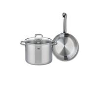 ELO 9695750 Batterie de cuisine 2 pièces, Ensemble de 1 Poêle de cuisson 28 cm et 1 faitout 26 cm Elo Profi Citrin, inox, induction