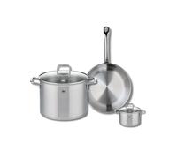 ELO 9696150 Batterie de cuisine 3 pièces, Ensemble de 1 Poêle de cuisson 28 cm et 2 faitouts 12 et 26 cm Elo Profi Citrin, inox, induction