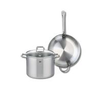 ELO 9698850 Batterie de cuisine 2 pièces, Ensemble de 1 Poêle de cuisson 32 cm et 1 faitout 26 cm Elo Profi Citrin, inox, induction