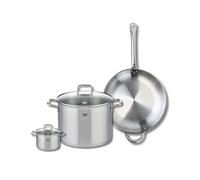 ELO 9699250 Batterie de cuisine 3 pièces, Ensemble de 1 Poêle de cuisson 32 cm et 2 faitouts 12 et 26 cm Elo Profi Citrin, inox, induction, Gris Pierre