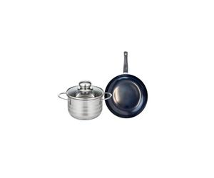ELO 9709550 Batterie de cuisine 2 pièces, Ensemble de 1 Poêle de cuisson 20 cm et 1 faitout 16 cm Elo Prima Brillant, inox, induction, Noir