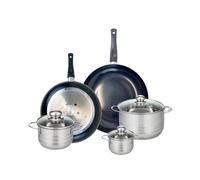 ELO 9739050 Batterie de cuisine 5 pièces, Ensemble de 2 Poêles de cuisson 28 et 32 cm et 3 faitouts 12, 16 et 20 cm Elo Prima Brillant, inox, induction