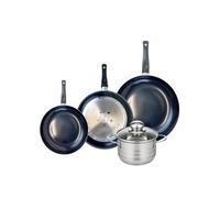 ELO 9740550 Batterie de cuisine 4 pièces, Ensemble de 3 Poêles de cuisson 20, 24 et 28 cm et 1 faitout 16 cm Elo Prima Brillant, inox, induction