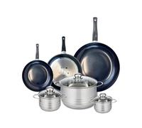 ELO 9745150 Batterie de cuisine 6 pièces, Ensemble de 3 Poêles de cuisson 20, 24 et 32 cm et 3 faitouts 12, 14 et 24 cm Elo Prima Brillant, inox, induction