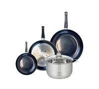 ELO 9746950 Batterie de cuisine 4 pièces, Ensemble de 3 Poêles de cuisson 20, 28 et 32 cm et 1 faitout 24 cm Elo Prima Brillant, inox, induction