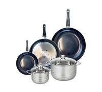 ELO 9747550 Batterie de cuisine 5 pièces, Ensemble de 3 Poêles de cuisson 20, 28 et 32 cm et 2 faitouts 14 et 20 cm Elo Prima Brillant, inox, induction