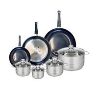 ELO 9749150 Batterie de cuisine 7 pièces, Ensemble de 3 Poêles de cuisson 20, 28 et 32 cm et 4 faitouts 12, 14, 16 et 24 cm Elo Prima Brillant, inox, induction