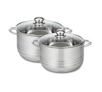 Elo 9802150 Faitout inox à induction, Faitout inox 20 cm, Marmite en inox de 24 cm, Faitout avec couvercle en verre, Acier inoxydable, Verre, 20 et 24 cm