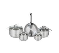 ELO 9868450 Batterie de cuisine 5 pièces, Ensemble de 1 Poêle de cuisson 24 cm et 4 faitouts 12, 14, 16 et 20 cm Elo Profi Brillant, inox, induction