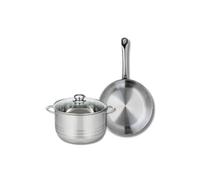 ELO 9869450 Batterie de cuisine 2 pièces, Ensemble de 1 Poêle de cuisson 28 cm et 1 faitout 24 cm Elo Profi Brillant, inox, induction