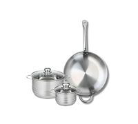 Ensemble de 1 Poêle de cuisson 32 cm et 2 faitouts 14 et 20 cm Elo Profi Brillant