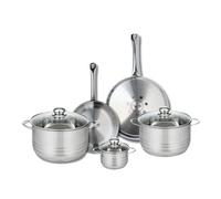 ELO 9877250 Batterie de cuisine 5 pièces, Ensemble de 2 Poêles de cuisson 24 et 28 cm et 3 faitouts 12, 20 et 24 cm Elo Profi Brillant, inox, induction