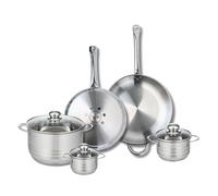 ELO 9883150 Batterie de cuisine 5 pièces, Ensemble de 2 Poêles de cuisson 28 et 32 cm et 3 faitouts 12, 14 et 24 cm Elo Profi Brillant, inox, induction