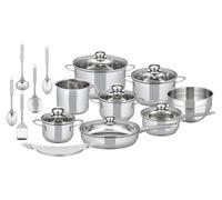 ELO Basic Prima Tavola Set de casseroles en acier inoxydable avec échelle de volume, induction, couleur argent, 15 pièces