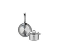 Elo Batterie cuisine 1 poêle 24 cm et 1 faitout 16 cm | Cuisson sur plusieurs feux, Lot de 2 pièces, Inox, Poêle 24 cm, Faitout 16 cm, Compatible induction