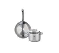 Elo Batterie cuisine 1 poêle 28 cm et 1 faitout 20 cm | Cuisson complète en inox, Lot de 2 pour saisir et mijoter, Poêle 28 cm et faitout 20 cm, Compatibles induction vitro gaz four