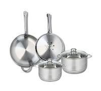 Elo Batterie cuisine 2 poêles 28/32 cm et 2 faitouts 20/24 cm | Lot complet pour saisir et mijoter, 4 pièces en inox, 2 poêles 28 et 32 cm, 2 faitouts 20 et 24 cm, Induction et four