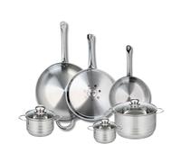 Ensemble de 3 Poêles de cuisson 24, 28 et 32 cm et 3 faitouts 12, 14 et 20 cm Elo Profi Brillant