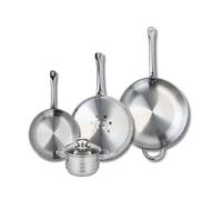 Ensemble de 3 Poêles de cuisson 24, 28 et 32 cm et 1 faitout 14 cm Elo Profi Brillant
