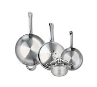 Ensemble de 3 Poêles de cuisson 24, 28 et 32 cm et 1 faitout 16 cm Elo Profi Brillant