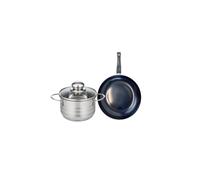 ELO 9709550 Batterie de cuisine 2 pièces, Ensemble de 1 Poêle de cuisson 20 cm et 1 faitout 16 cm Elo Prima Brillant, inox, induction, Noir