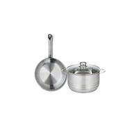 Elo Batterie cuisine poêle 24 cm et faitout 20 cm | Cuisson ciblée pour saisir et mijoter, Lot de 2 pièces, Acier inoxydable, Poêle 24 cm et faitout 20 cm, Induction et four