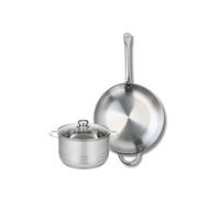 Elo Batterie cuisine poêle 32 cm et faitout 20 cm | Cuisson complète, Lot 2 pièces, Poêle 32 cm et faitout 20 cm, Inox, Induction four et lave vaisselle