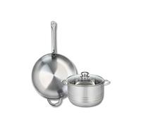Elo Batterie cuisine poêle 32 cm et faitout 24 cm | Cuisson polyvalente sur tous feux, Lot de 2 pièces, Poêle 32 cm et faitout 24 cm, Inox robuste, Compatible induction four