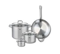 Elo Batterie de cuisine 1 poêle 32 cm et 3 faitouts 12/20/26 cm | Cuisine complète en un seul lot, Poêle 32 cm et 3 faitouts, Inox 18/10, Cuisson sur induction, Four et lave vaisselle