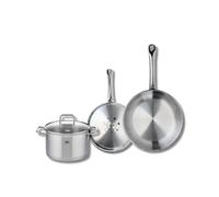 ELO 9501850 Batterie de cuisine 3 pièces, Set de 2 Poêles de cuisson 24 et 28 cm et 1 faitout 20 cm Elo Profi Citrin, inox, induction, Gris Pierre