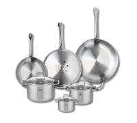 Ensemble de 3 Poêles de cuisson 24, 28 et 32 cm et 3 faitouts 12, 16 et 20 cm Elo Profi Citrin
