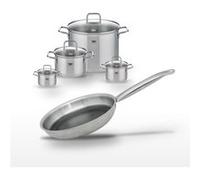 Elo Batterie de cuisine Lot 4 Faitouts 12/14/20/26cm et Poêle 24cm Inox Relief Solution Citrin Aluminium|Noir