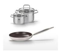 Elo Bistro Line Citrin - Lot 1 Poêle 28cm Céramique et 2 Faitouts 12/16cm Inox - Noir Noir|Gris