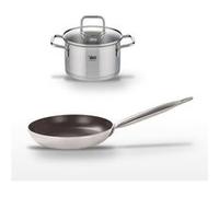 Elo Bistro Line Citrin - Lot Poêle 28 cm Céramique sans PFAS et Faitout 20 cm Inox - Noir/Gris Noir|Gris
