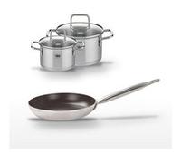 Elo Bistro Line & Citrin - Lot Poêle céramique 28 cm et 2 Faitouts inox 16/20 cm - Sans PFAS Noir|Gris