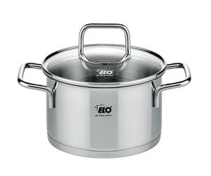 Elo Faitout inox 18/10 14 cm avec couvercle verre induction | Mijotage précis en petit volume, 1 2 L pour soupes et sauces, Inox 14 cm, Four et lave vaisselle