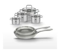 Elo - Lot 2 Poêles Relief Passion (24/28 cm) & 4 Faitouts Citrin (12/14/16/20 cm) Inox Gris