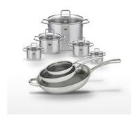 Elo Lot 3 Poêles 24/28/32cm et 5 Faitouts 12/14/16/20/26cm Inox Relief Evolution Citrin Inox
