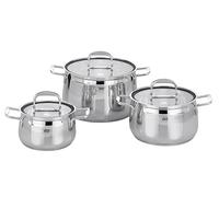 ELO Lot de 3 casseroles à induction en acier inoxydable et vitrocéramique et à gaz avec système de dosage et échelle de mesure, casseroles Ø 160 x 10,5 cm, Ø 20 x 12,5 cm, Ø 24 x 15,5 cm.