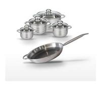 Elo Lot Poêle 32cm et 4 Faitouts 12/14/16/24cm Relief Solution Inox sans PFAS - Tous feux induction Aluminium