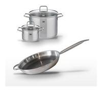 Elo Lot Relief Solution 2 Faitouts 20/26cm et 1 Poêle 32cm Acier Inoxydable sans PFAS Aluminium