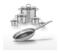 Elo Relief Solution Citrin - Batterie de cuisine 6 pièces - Poêle 24 cm, 5 Faitouts 12/14/16/20/26 cm - Acier inoxydable Aluminium|Noir
