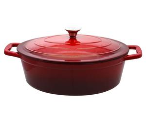ELO Rôtissoire ovale en fonte rouge cerise robuste induction rouge 33 cm